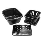43518 Sink Kit - w / Dish Drainer, Dish Pan & Sink Mat, Black*